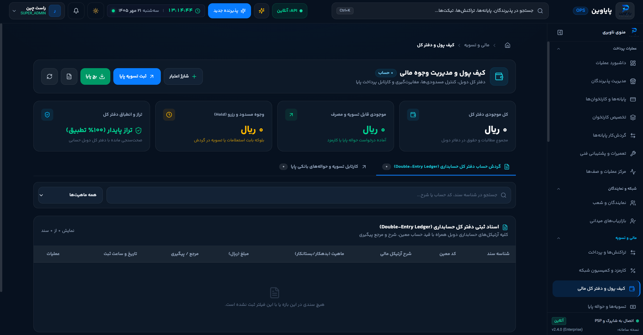کیف پول و دفتر کل مالی